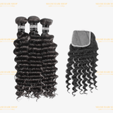 3 Paquets de Tissage + Closure Deep Wave