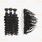 3 Paquets de Tissage + Lace Frontal Deep Wave 13x4