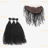 3 Paquets de Tissage + Lace Frontal Kinky Curly 13x4