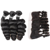 3 Paquets de Tissage + Lace Frontal Loose Wave 13x4