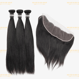 3 Paquets de Tissage + Lace Frontal Straight 13x4