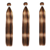 3 Paquets de Tissage Straight | Chatain Méché Blond | P4/27# - Miami Hair Shop