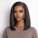 Bob Blunt Cut Lisse Sans Colle 13x4 HD Lace