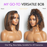 Bob Silky Brown Highlight 13x4 - Raie à Gauche Sans Colle PreMax