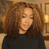 Perruque Kinky Curly Sans Colle – Brun Méché 7x6