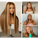 Perruque Sans Colle Lisse Chatain Méché Blond – Dentelle 7x6 HD