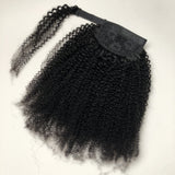 Queue de cheval Ponytail Noir Ruban Magique Remy Hair Afro Curly
