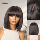 Perruque Bob Yaki Straight à Frange Sans Colle