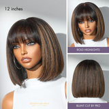 Perruque Bob Yaki à Frange – Brown Highlight Sans Colle