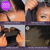 Perruque Courte Bouclée Sans Colle – Raie à Gauche Brun Ombré Brun Ombré