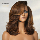 Perruque Courte Ondulée Sans Colle – Coupe Dégradée Balayage Brun