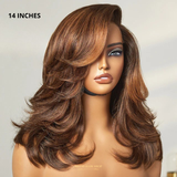 Perruque Courte Ondulée Sans Colle – Coupe Dégradée Balayage Brun