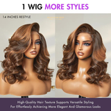 Perruque Courte Ondulée Sans Colle – Coupe Dégradée Balayage Brun 12" | 31 cm