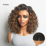 Perruque Deep Wave Brun Méché Cuivré Sans Colle – Taille Unique Ajustable