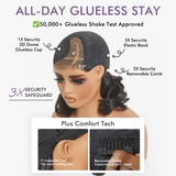 Perruque Deep Wave Brun Méché Cuivré Sans Colle – Taille Unique Ajustable