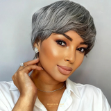 Perruque Pixie Cut Salt & Pepper Sans Colle – Ultra Confort