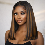 Silky Straight Brown Highlight Sans Colle 13x4 PreMax