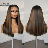 Silky Straight Brown Highlight Sans Colle 13x4 PreMax