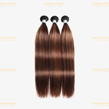 3 Paquets de Tissage + Closure Straight Chatain Méché T1B4/30#