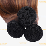 3 Paquets de Tissage + Closure Straight Chatain Méché T1B4/30#