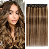 Extension à Clips Straight Chatain Méché Blond Mono Bande Maxi Volume