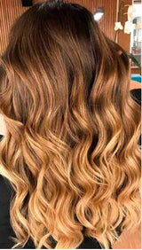 Extension à Clips Straight Ombre Brun Chocolat Blond Mono Bande Maxi Volume