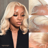 Front lace 13x4" Body Wave Blond Platine Prédécoupée