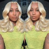 Front lace 13x4" Body Wave Blond Platine Prédécoupée