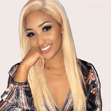 Front lace 13x4" Raide Blond Platine Prédécoupée