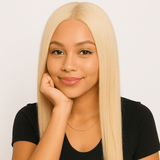 Front lace 13x4" Raide Blond Platine Prédécoupée