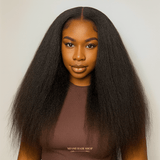 Half Wig Kinky Straight - Perruque à Cordon Ajustable Sans Colle 250%