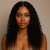 Half Wig Water Wave - Perruque à Cordon Ajustable Sans Colle 250%