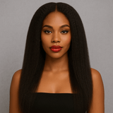 Half Wig Yaki Straight - Perruque à Cordon Ajustable Sans Colle 250%