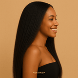 Half Wig Yaki Straight - Perruque à Cordon Ajustable Sans Colle 250%
