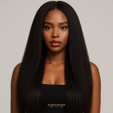 Half Wig Yaki Straight - Perruque à Cordon Ajustable Sans Colle 250%