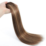 Kit Extensions à Clips Straight Chatain Méché Blond 120 gr, P4/27# - Miami Hair Shop