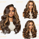 Perruque Body Wave Chatain Méché Blond Sans Colle Pré - Coupée - Miami Hair Shop