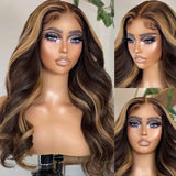 Perruque Body Wave Chatain Méché Blond Sans Colle Pré-Coupée