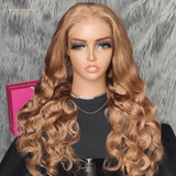 Perruque Body Wave Honey Blonde Sans Colle avec Dentelle Pré-Coupée