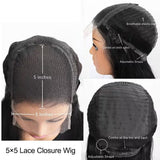 Perruque Lace Wig 5x5 Kinky Curly - Densité 150% - Cheveux Bouclés Naturels