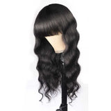 Perruque Naturelle à Frange Body Wave Brun Foncé