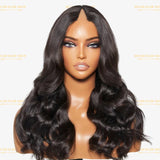 Perruque V-Part Body Wave Brun Foncé