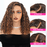 Perruque Water Wave Chatain Méché Sans Colle avec Dentelle Pré-Coupée