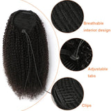 Queue de cheval Ponytail Noir A Cordon Remy Hair Afro Curly