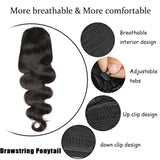 Queue de cheval Ponytail Noir A Cordon Remy Hair Body Wave