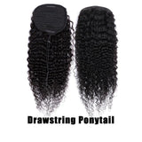 Queue de cheval Ponytail Noir A Cordon Remy Hair Deep Wave