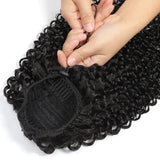 Queue de cheval Ponytail Noir A Cordon Remy Hair Kinky Curly