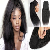 Queue de cheval Ponytail Noir A Cordon Remy Hair Kinky Straight