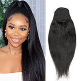 Queue de cheval Ponytail Noir A Cordon Remy Hair Yaki Straight