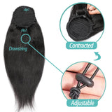 Queue de cheval Ponytail Noir A Cordon Remy Hair Yaki Straight